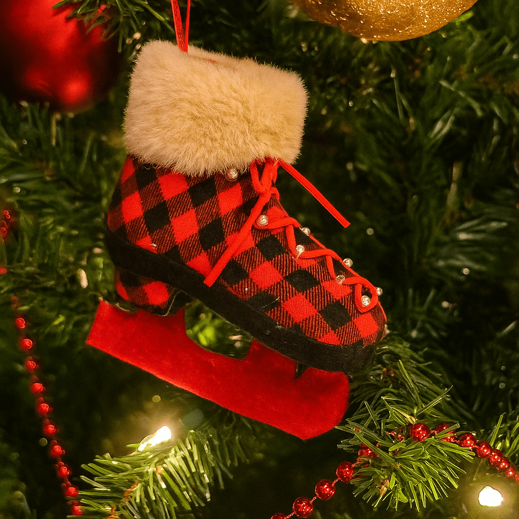 Christmas  -  Tartan Skate Boot Christmas Tree Decoration - 13cm  -  60008494