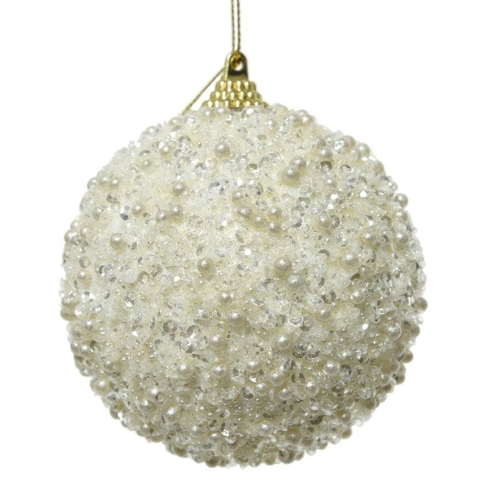 Wool White Sequin Christmas Bauble - 8cm  60008522