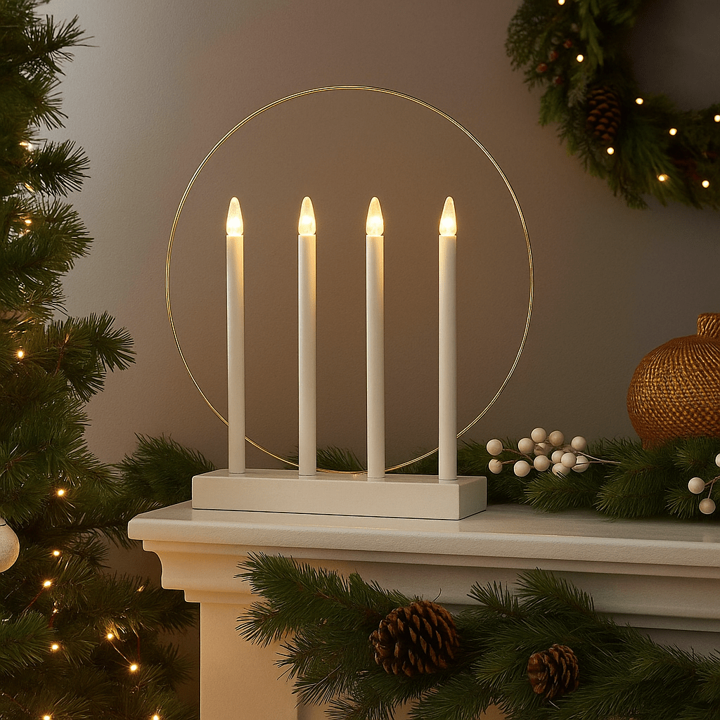 Christmas  -  White LED Candle Window Decoration - 45cm  -  60008564