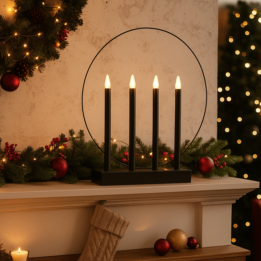 Christmas  -  Black LED Candle Window Decoration  -  60008565