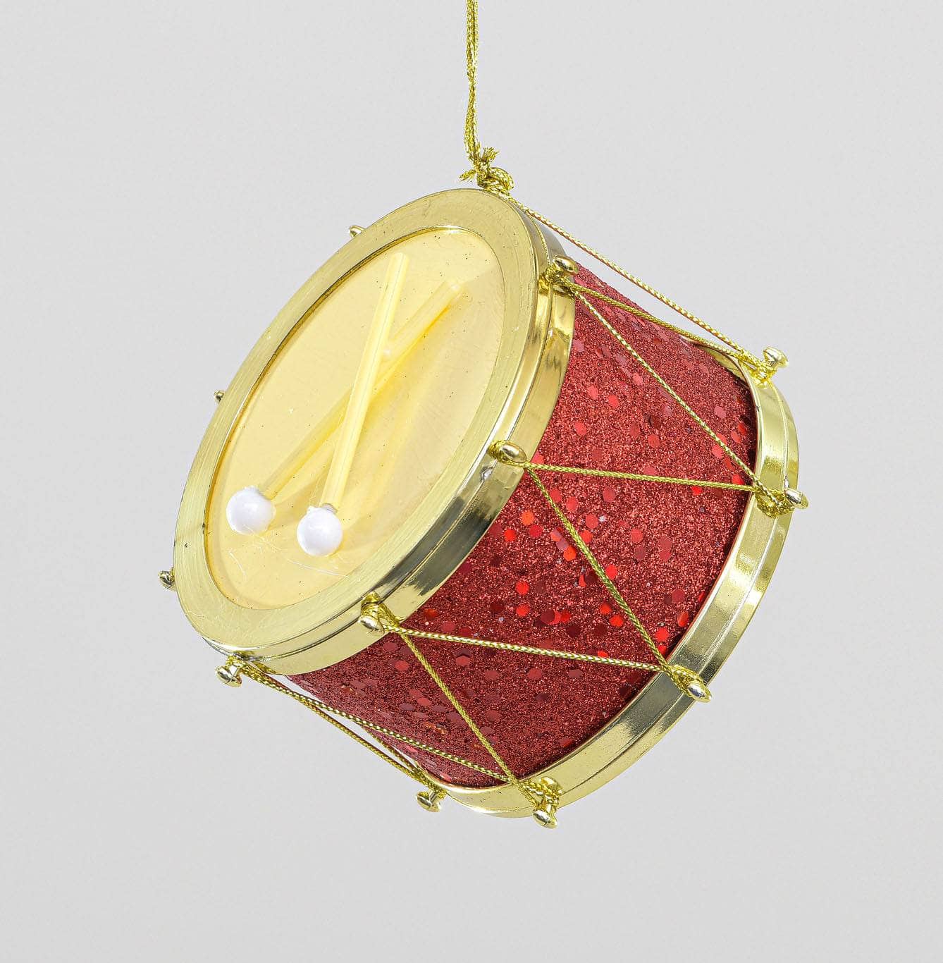 Red Glitter Drum Christmas Decoration  -  60008642