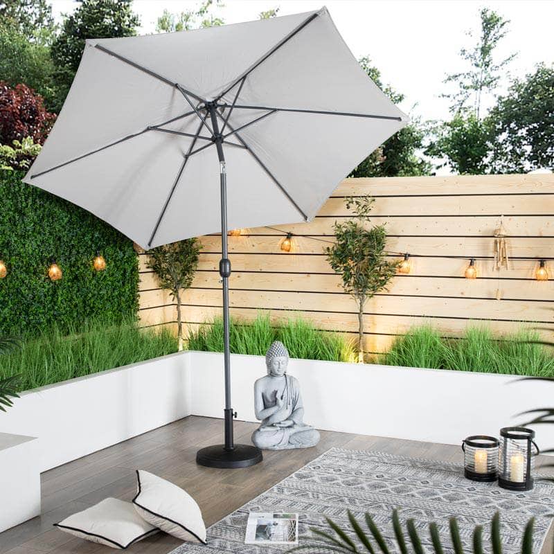 Gardening  -  Weatherking Crank & Tilt Parasol  2.7m - Light Grey  -  60009015