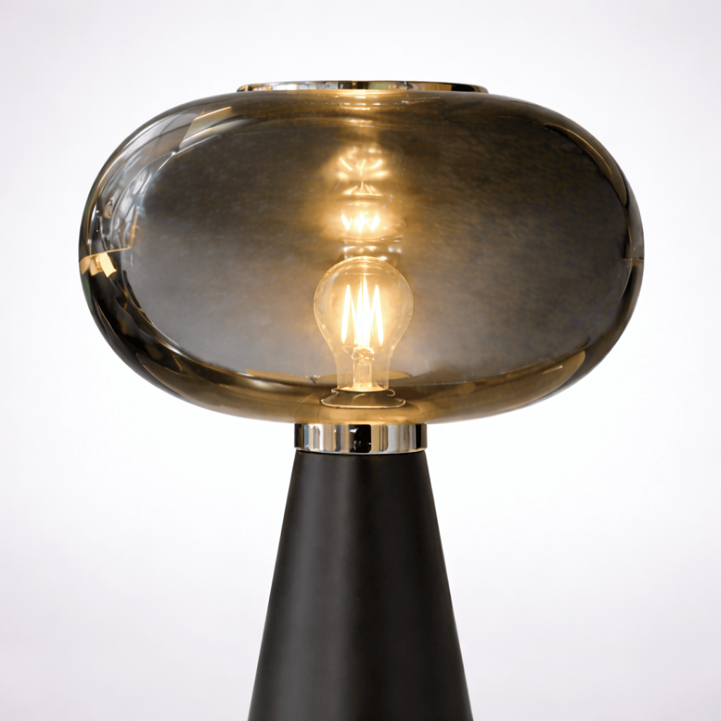 Lights  -  Jensen Black Smoked Glass Table Lamp  -  60009291