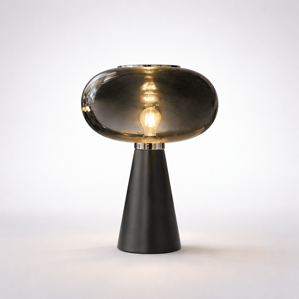 Lights  -  Jensen Black Smoked Glass Table Lamp  -  60009291