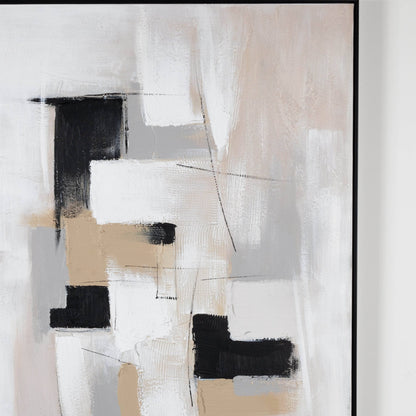 Pictures  -  Beige Abstract Framed Picture - 120 x 90cm  -  60009763