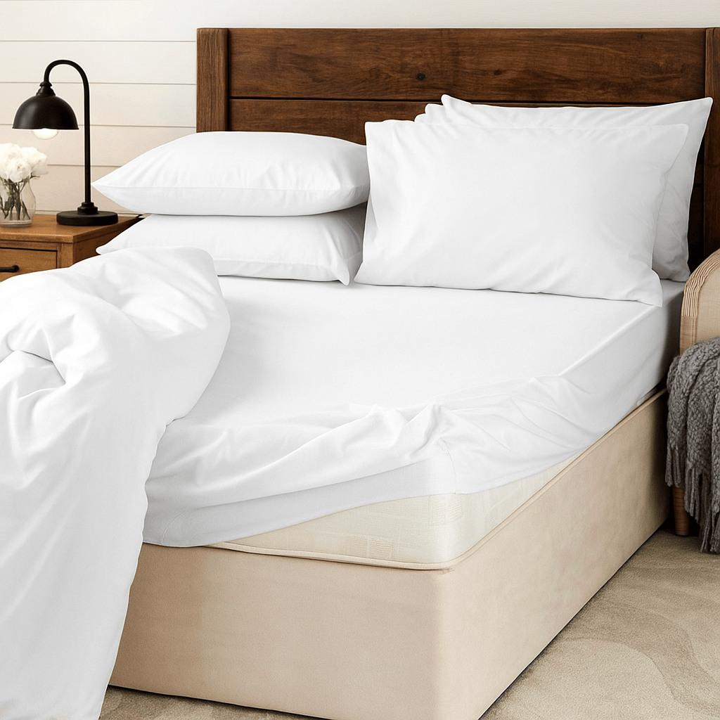 Homeware  -  200 Thread Count Fitted Bed Sheet - White Multiple Sizes  - 