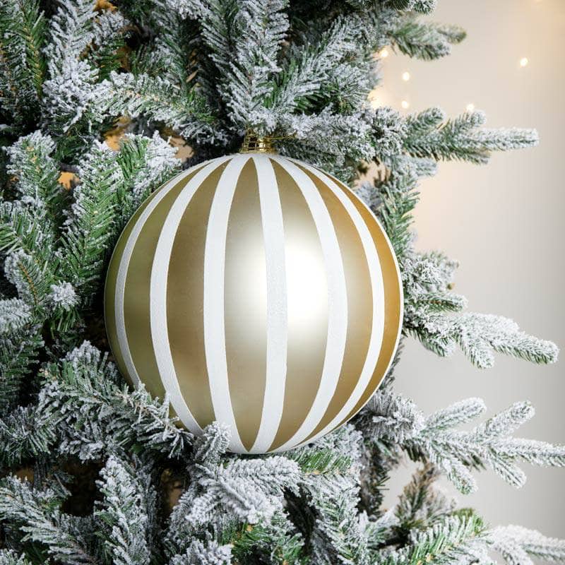 Christmas  -  Champagne & White Striped Christmas Bauble - 25cm  -  60011105