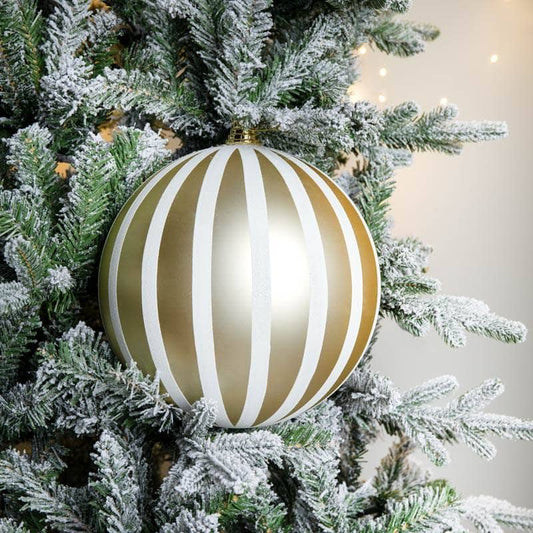 Christmas  -  Champagne & White Striped Christmas Bauble - 25cm  -  60011105