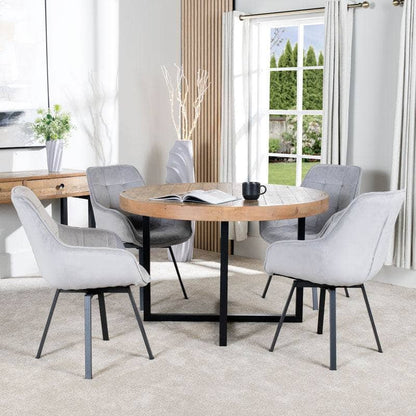 Furniture  -  Lincoln Round Dining Table & 4 Silver Montreal Dining Chairs  -  60011154
