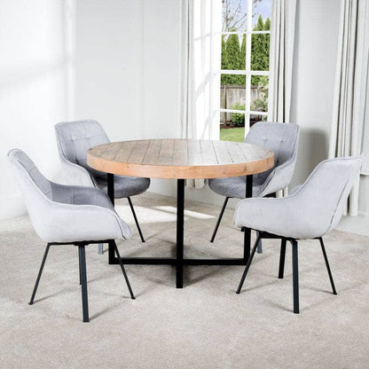 Furniture  -  Lincoln Round Dining Table & 4 Silver Montreal Dining Chairs  -  60011154