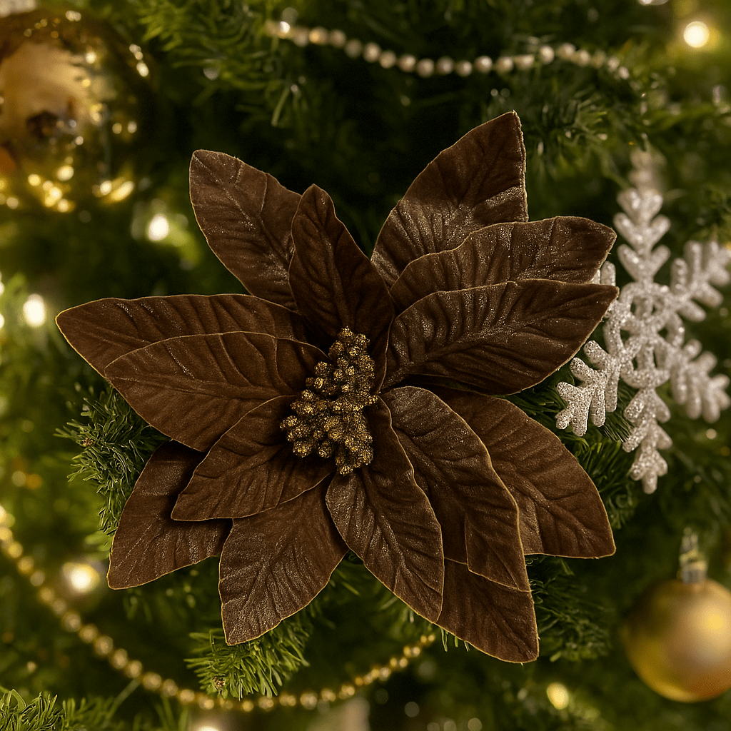 Christmas  -  Brown Velvet Poinsettia Decoration - 56cm  -  60011518