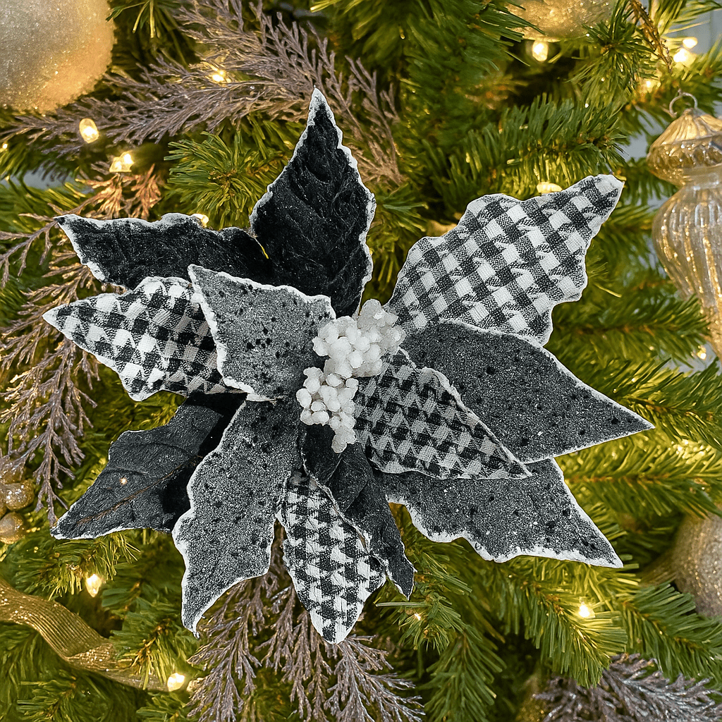 Christmas  -  Black Velvet Poinsettia Decoration - 64cm  -  60011519