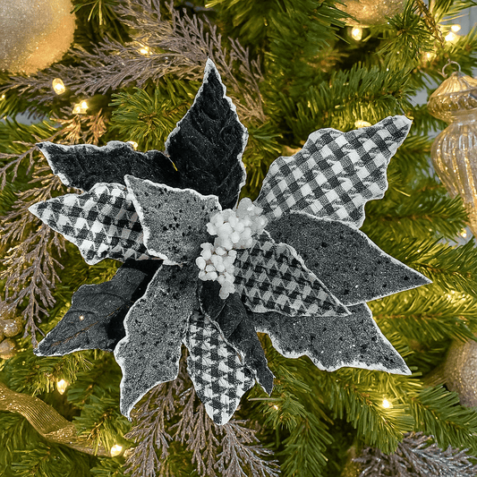 Christmas  -  Black Velvet Poinsettia Decoration - 64cm  -  60011519