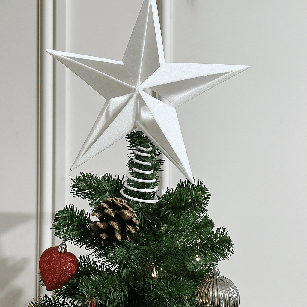 Christmas  -  Glitter Star Tree Topper - White  -  60011526