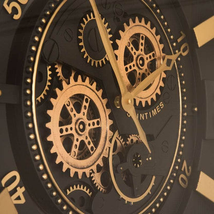 Mirrors  -  Tempered Glass Black & Gold Wall Clock - 60cm  -  60011552