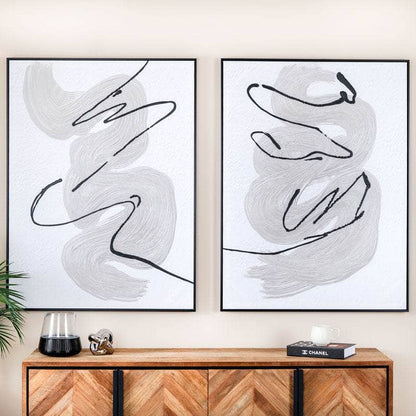 Pictures  -  Abstract Monochrome Framed Picture No.2 - 90 x 120cm  -  60011583