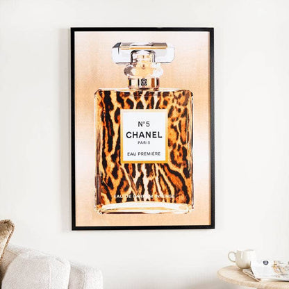 Pictures  -  Animal Print Chanel No5 Bottle Framed Picture - 70 x 100cm  -  60011747