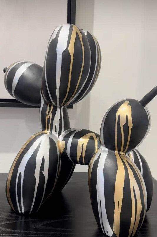 Homeware  -  Large Dripping Paint Balloon Dog - Black & Gold  -  60011876