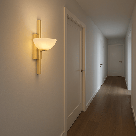 Lights -  Trieste 1 Light Brass & Opal White Wall Light  -  60012056
