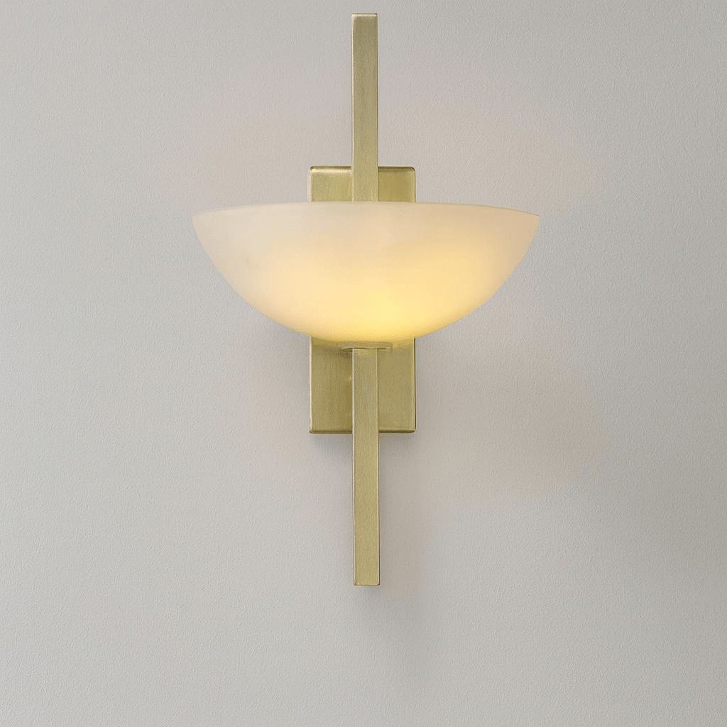 Lights  -  Trieste 1 Light Brass & Opal White Wall Light  -  60012056