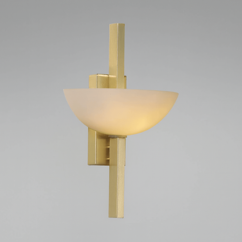 Lights  -  Trieste 1 Light Brass & Opal White Wall Light  -  60012056