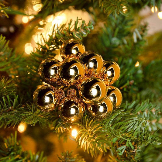 Christmas  -  Bunch Of 12 Christmas Baubles - Light Gold  -  60012112