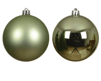 Christmas  -  Green Tea Shatterproof Shiny & Matt Baubles - 4 pack  -  60012125