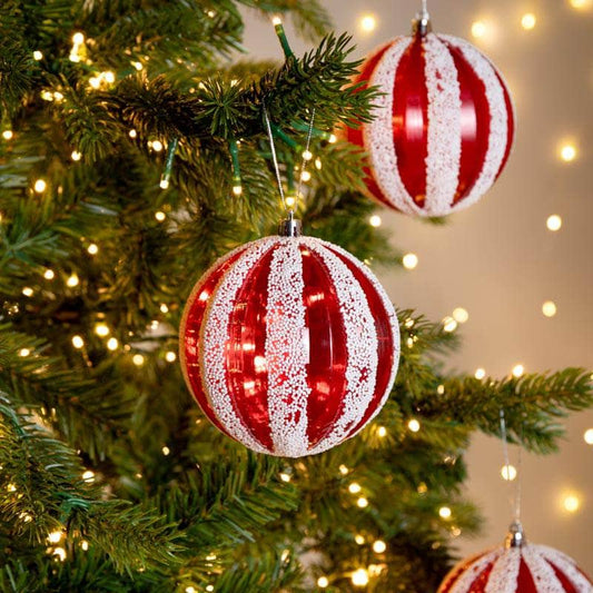 Christmas  -  Red & White Transparent Bauble - 10cm  -  60012126