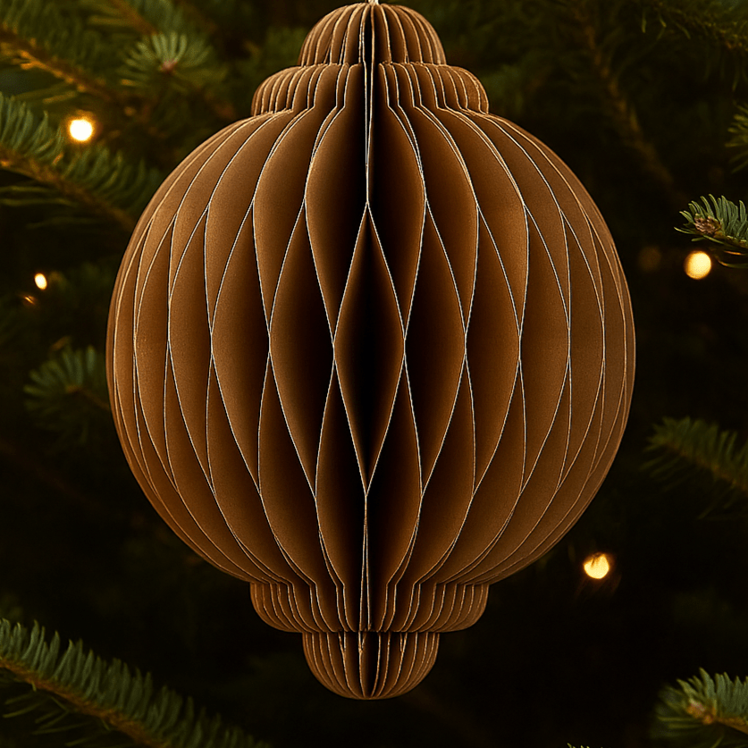 Christmas  -  Brown Paper Onion Christmas Decoration - 15cm  -  60012145