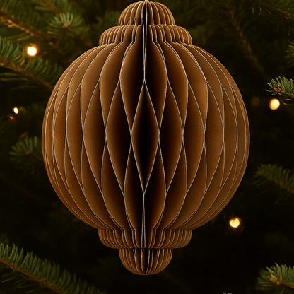 Christmas  -  Brown Paper Onion Christmas Decoration - 15cm  -  60012145