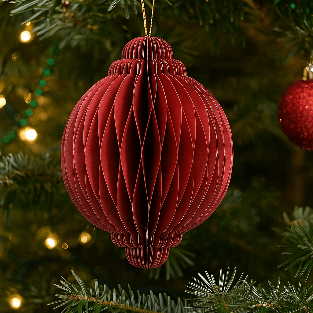 Christmas  -  Red Paper Onion Christmas Tree Decoration - 20cm  -  60012158