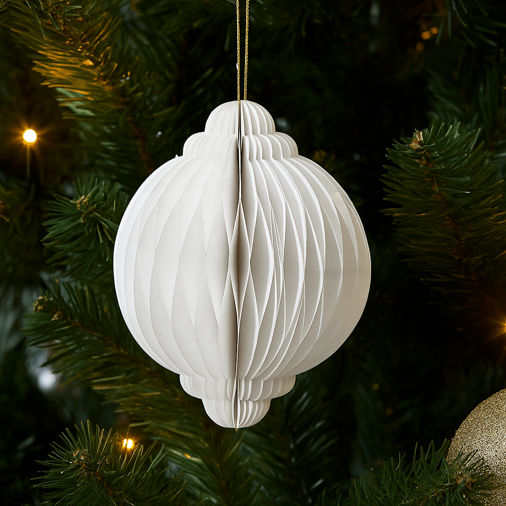 Christmas  -  White Paper Onion Christmas Tree Decoration - 20cm  -  60012159