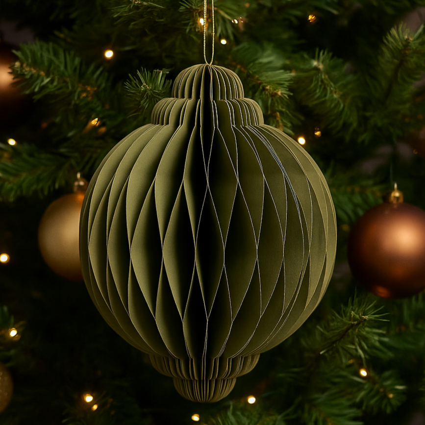 Green Paper Onion Christmas Tree Decoration - 40cm