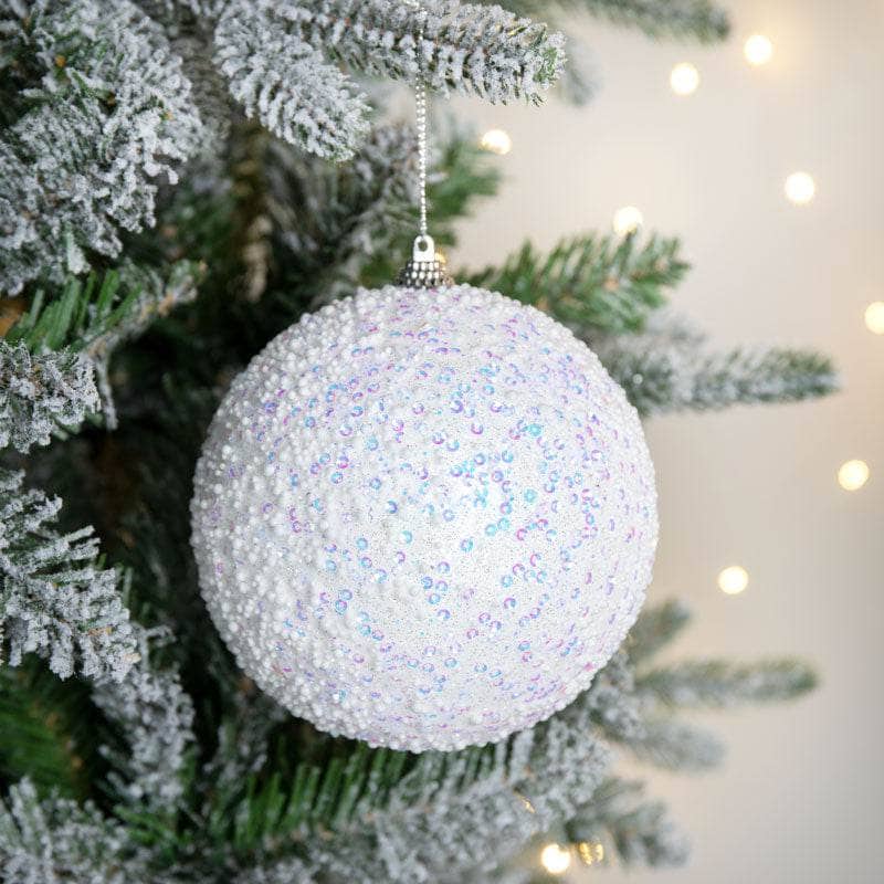Christmas  -  White Sequin Bauble - 12cm  -  60012227