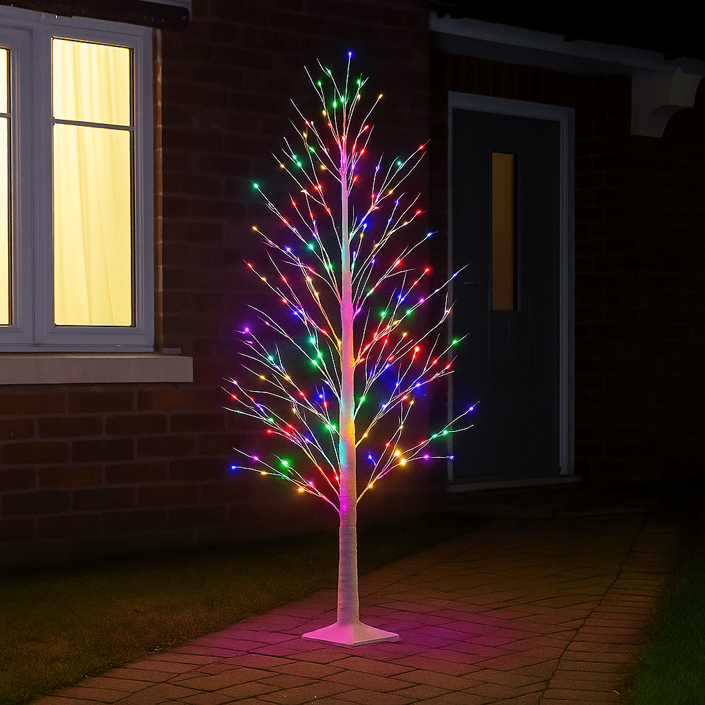 Christmas  -  Premier 1.5m Birch Tree with 560 Rainbow Twinkle LED  -  60012273