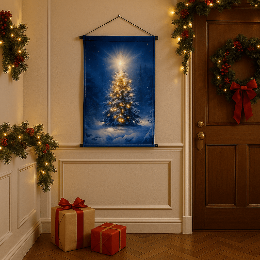 Christmas  -  Christmas Tree Scene Fabric Banner - 60cm x 40cm  -  60012283