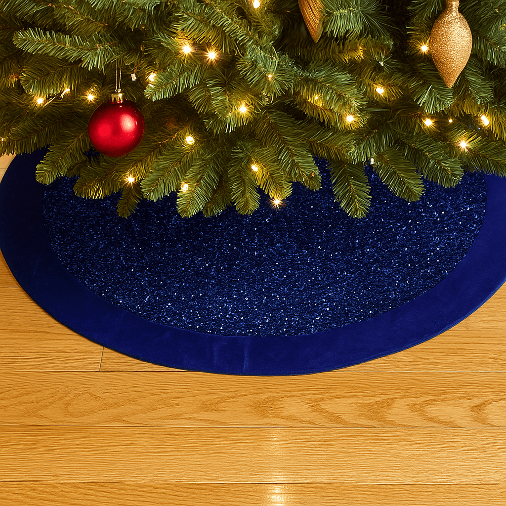 Christmas  -  Blue Sequin Tree Skirt - 90cm  -  60012293