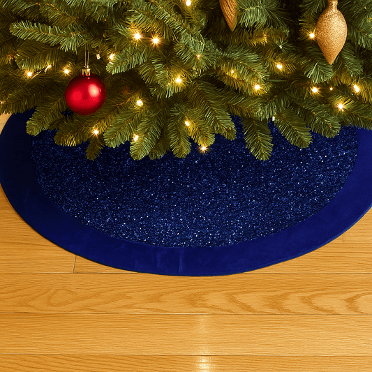Christmas  -  Blue Sequin Tree Skirt - 90cm  -  60012293