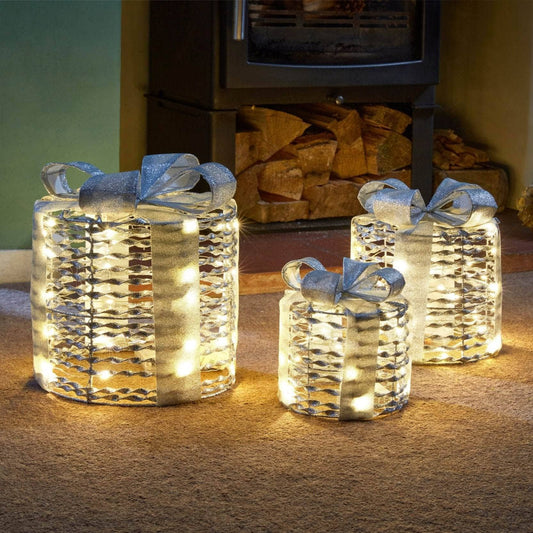 Christmas  -  Silver GlitterTwist Gift Boxes - Set of 3  -  60012368