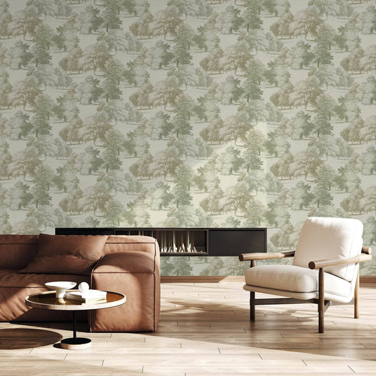Wallpaper -  Grandeco Belvoir Forest Green Wallpaper - 204701  -  60013616