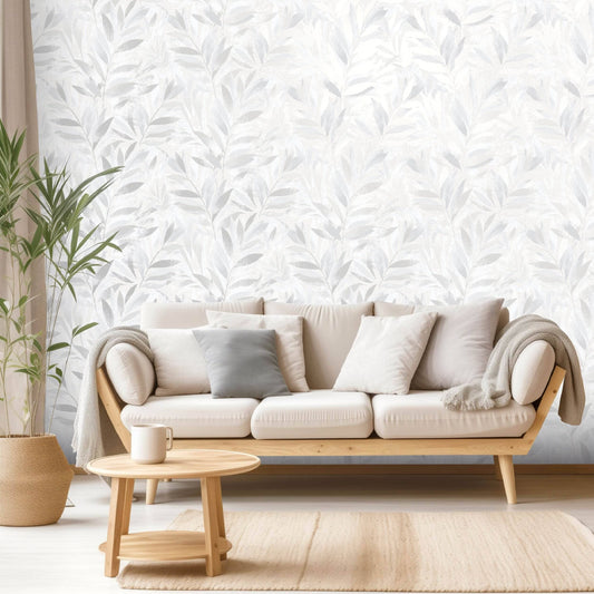 Wallpaper  -  Rasch Fiji Grey Leaf Wallpaper - 311617  -  60013729