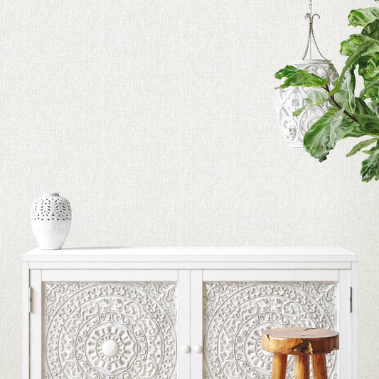 Wallpaper  -  Rasch Fiji White Linen Wallpaper - 316131  -  60013734