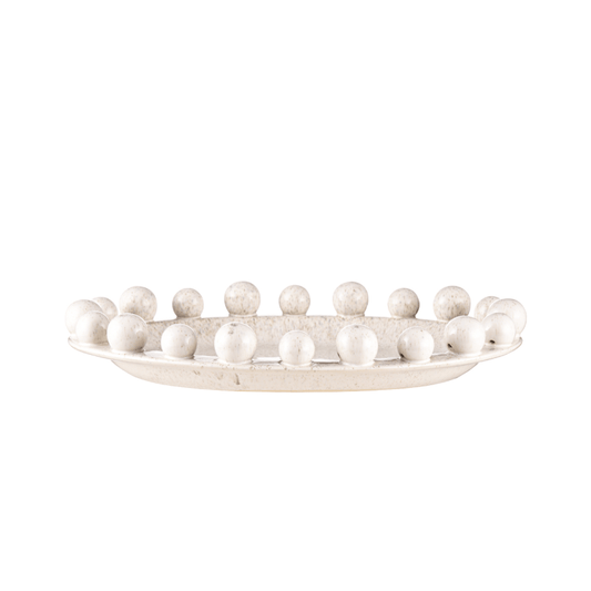 Homeware  -  Oval Bobble Edged White Ceramic Dish - 7cm  -  60014138