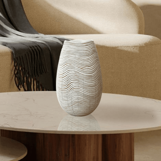 Homeware  -  White & Brown Vase - 30cm  -  60014142