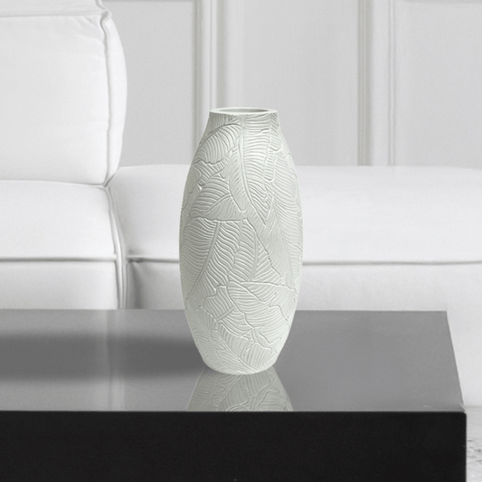 Homeware  -  White Leaves Vase - 32cm  -  60014143