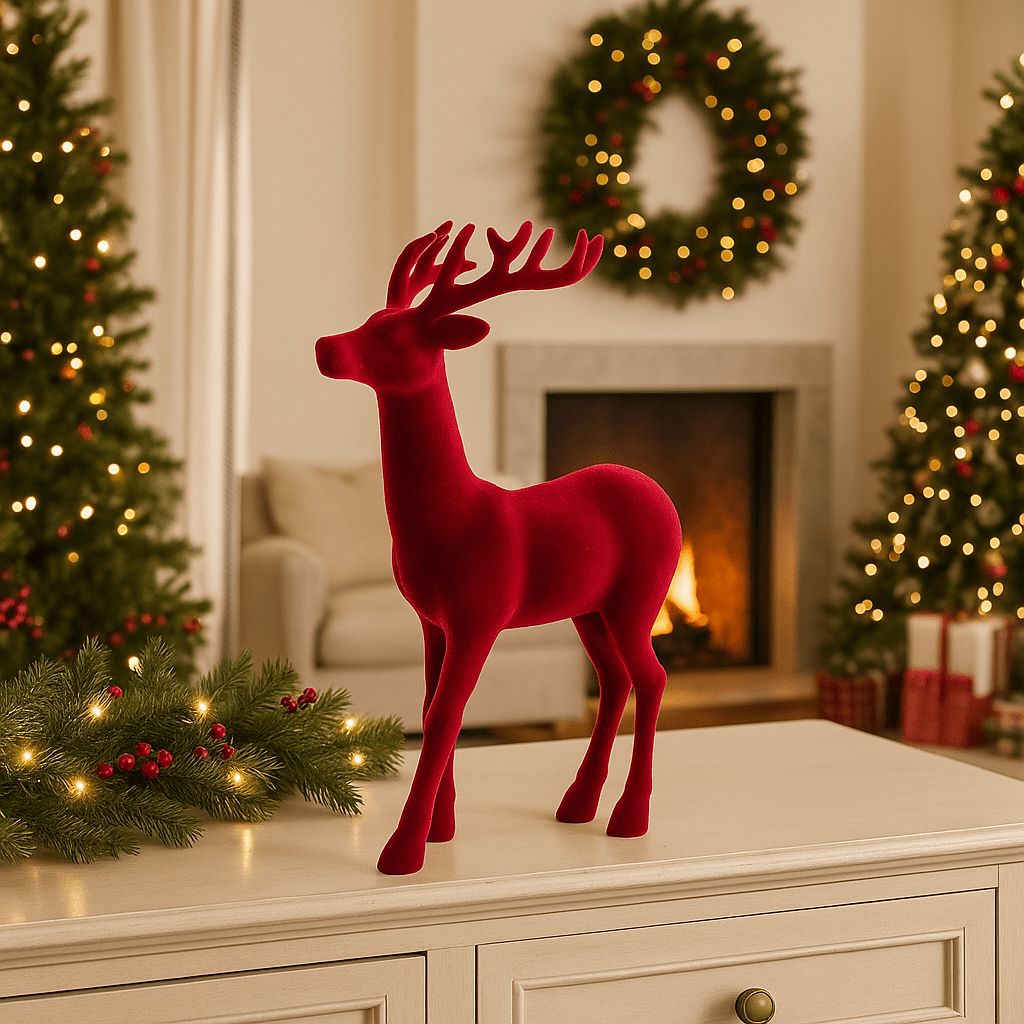 Christmas  -  Flocked  Reindeer Ornament - 45cm  -  60014182