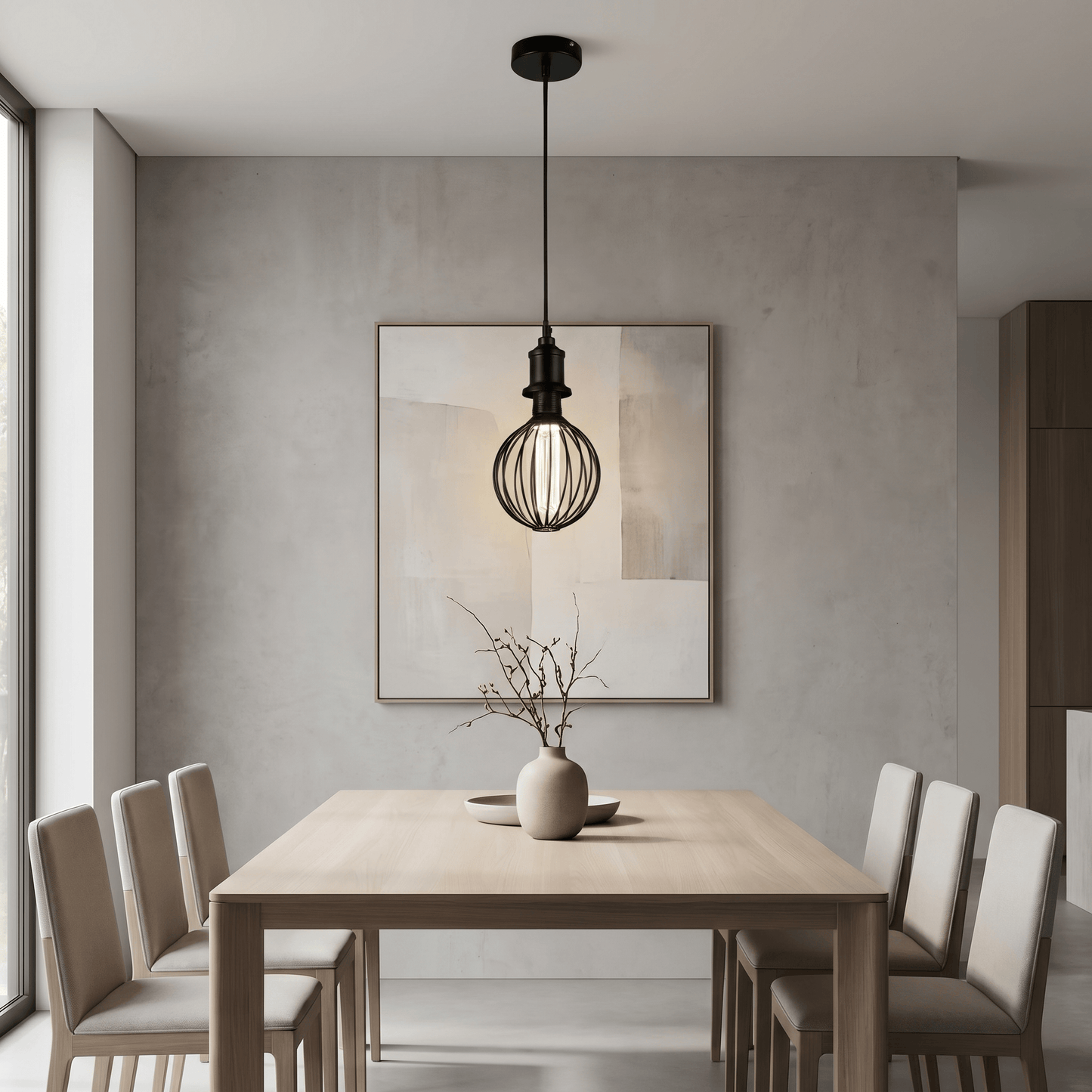 Lights  -  26004BK LED Globe Cage Ceiling Light - Black  -  60014277