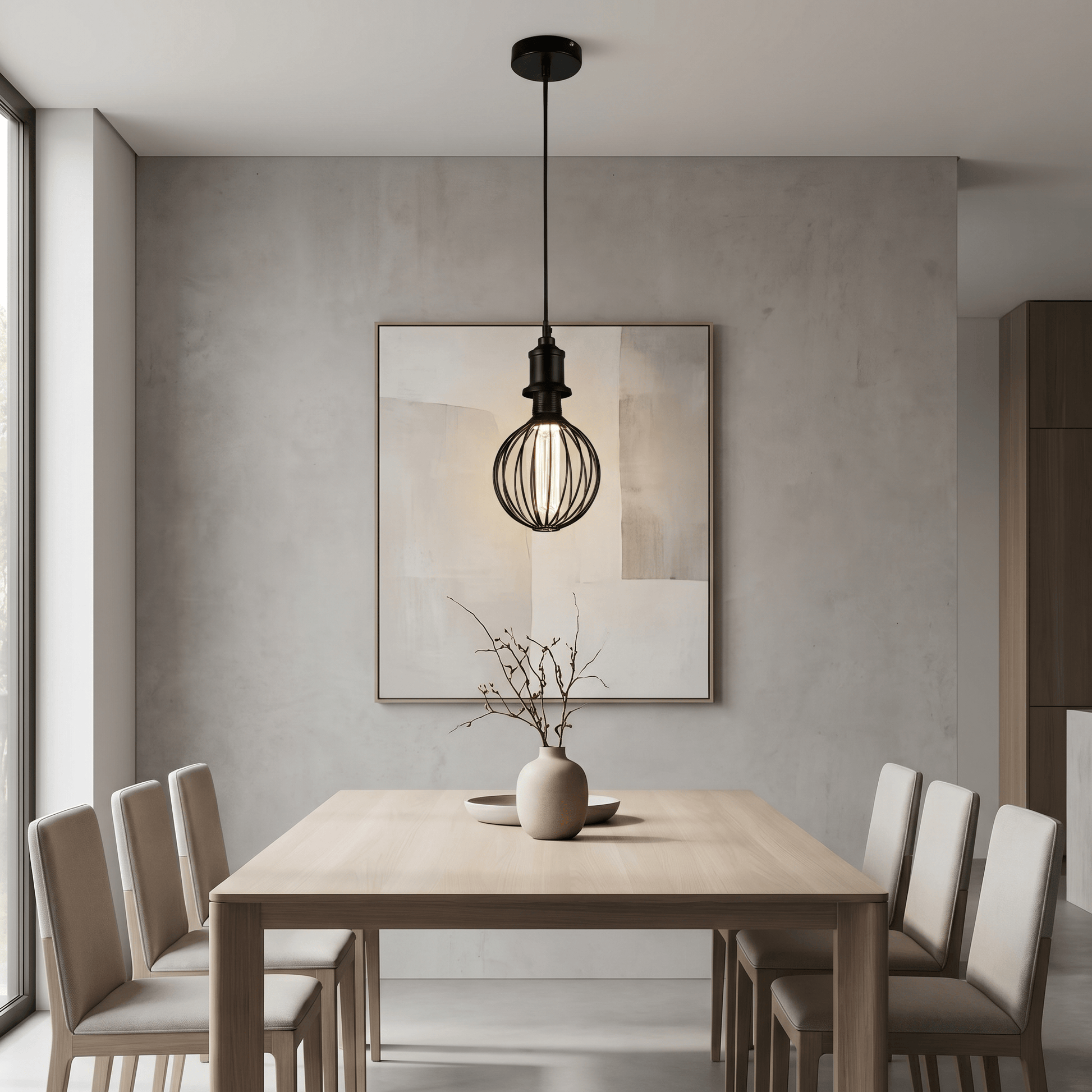 Lights  -  26004BK LED Globe Cage Ceiling Light - Black  -  60014277