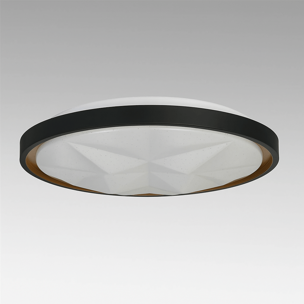 Lights  -  Novara Flush Ceiling Light - Black & Gold  -  60014298