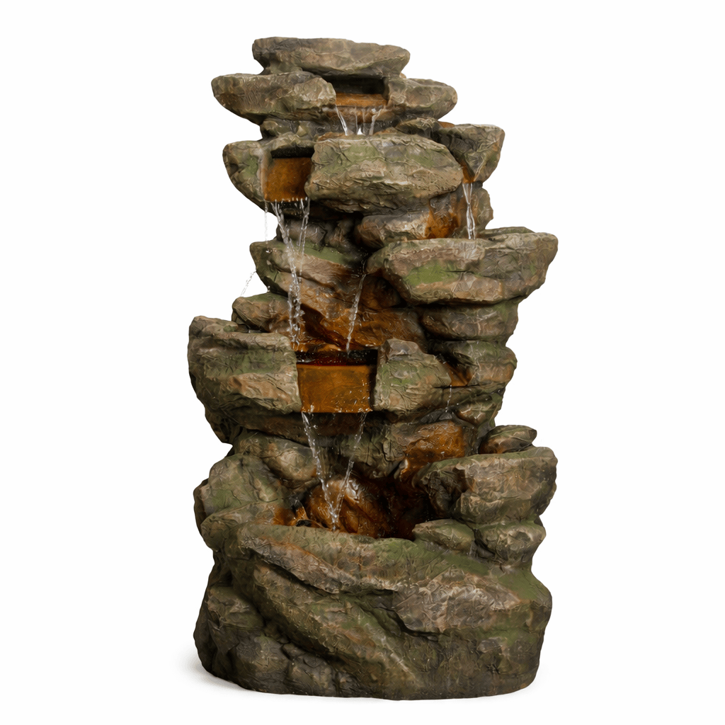 Gardening  -  Mossley Rockfalls Colour Changing Water Feature  -  60014433